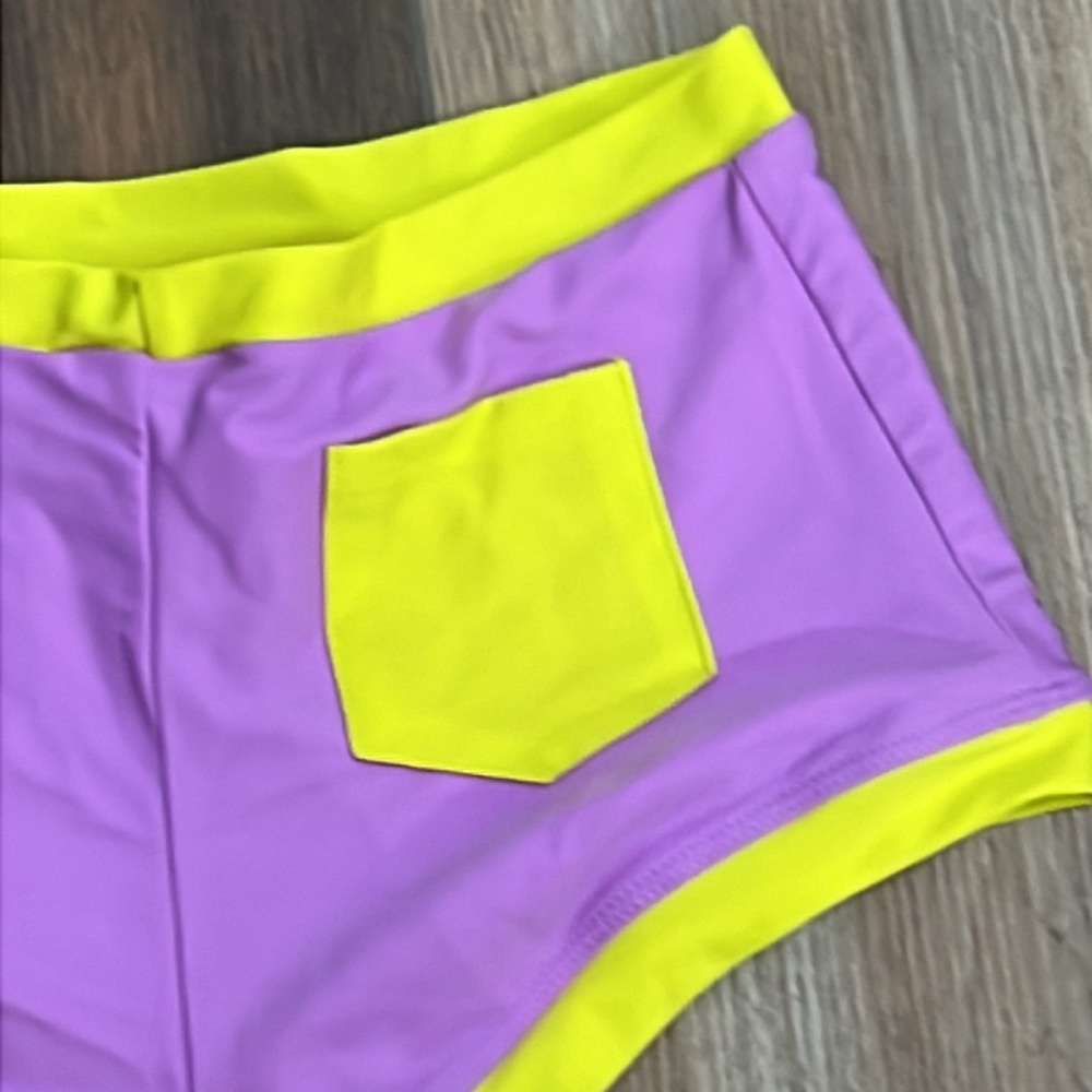 Lolli lavender yellow high waisted cheeky bikini bottom - Picture 4 of 6